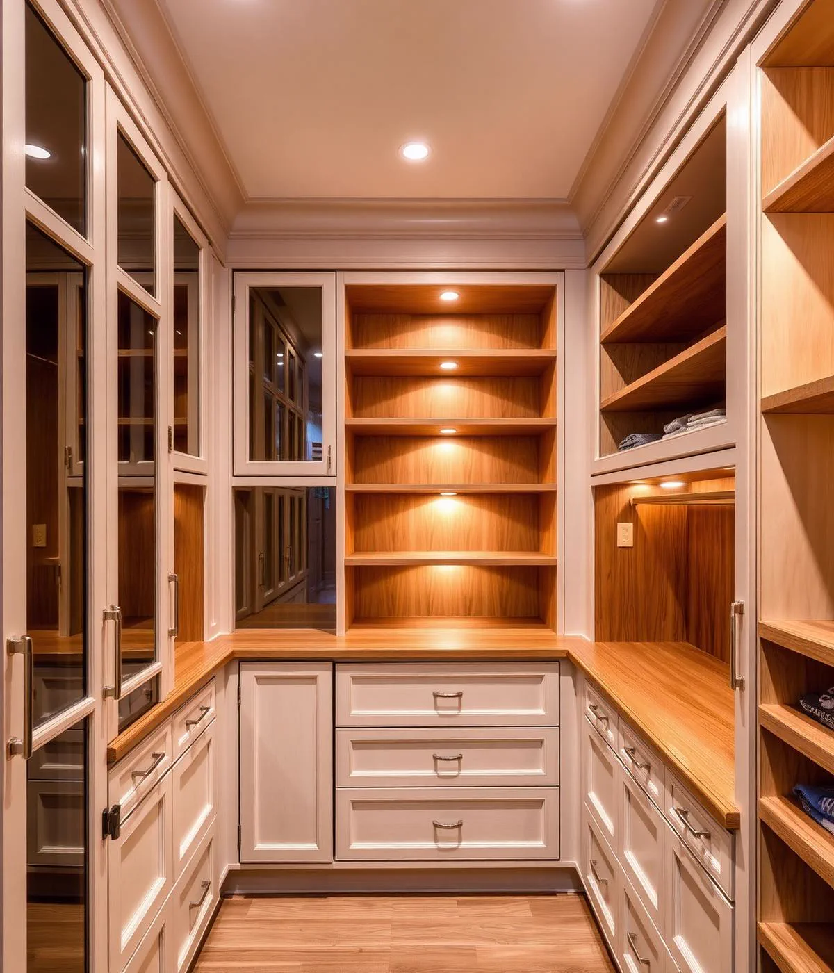 Kitchen designer's 3D rendering next to physical finish samples on a walnut desk
